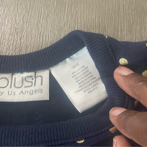 Blush by US Angels cotton navy gold polka dots jumper elastic waist Size 10/12 - Picture 13 of 14